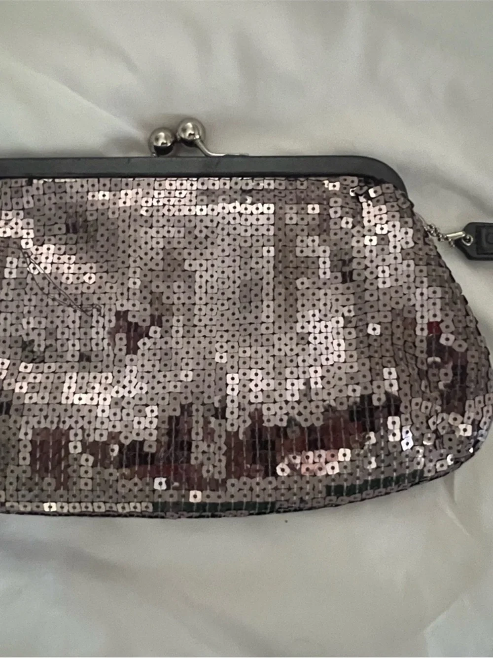 Coach Sequin Wristlet Clutch - Silver